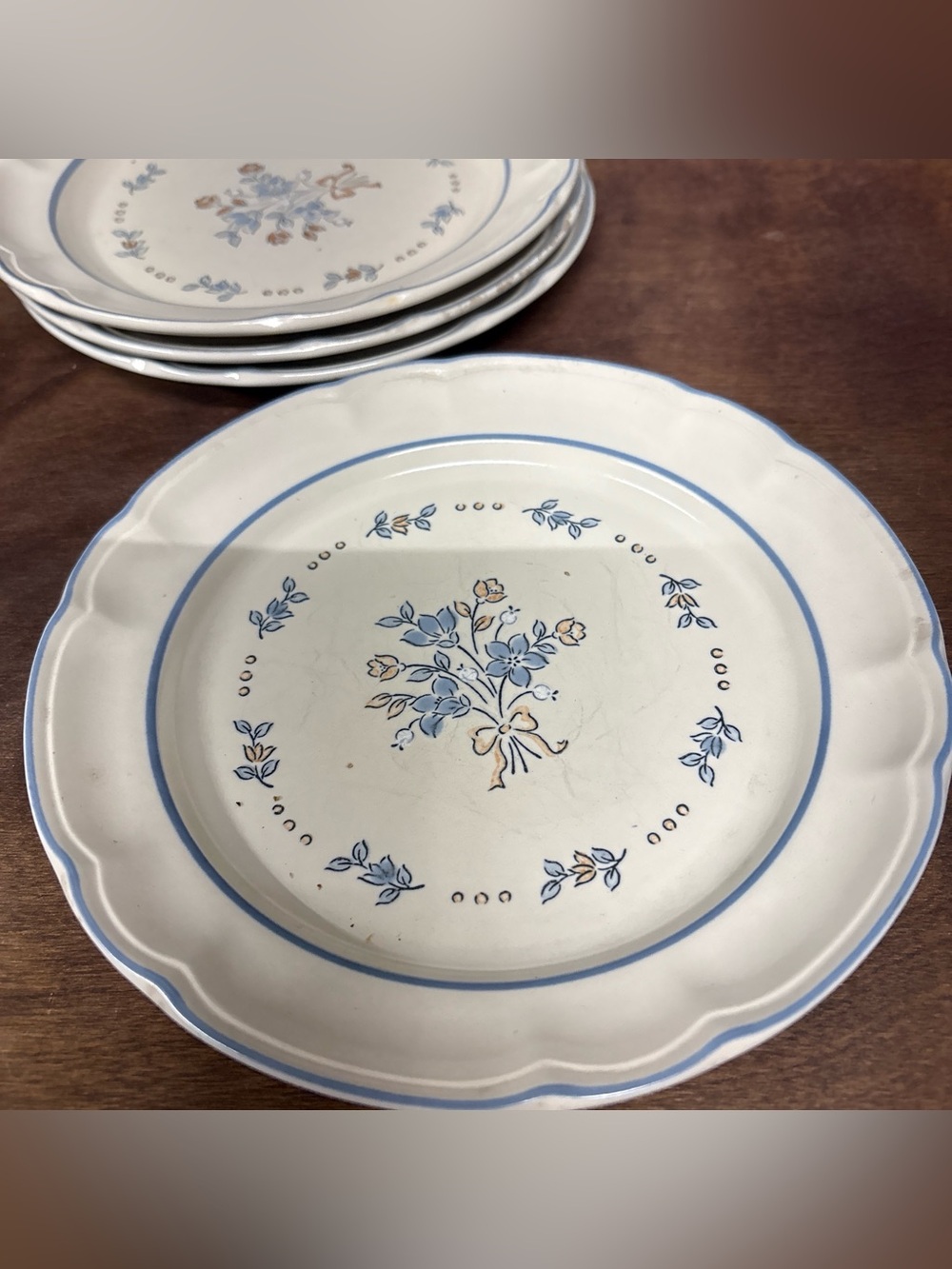 Cordella Collection Japan Blue Floral Stoneware Desert Plate Set